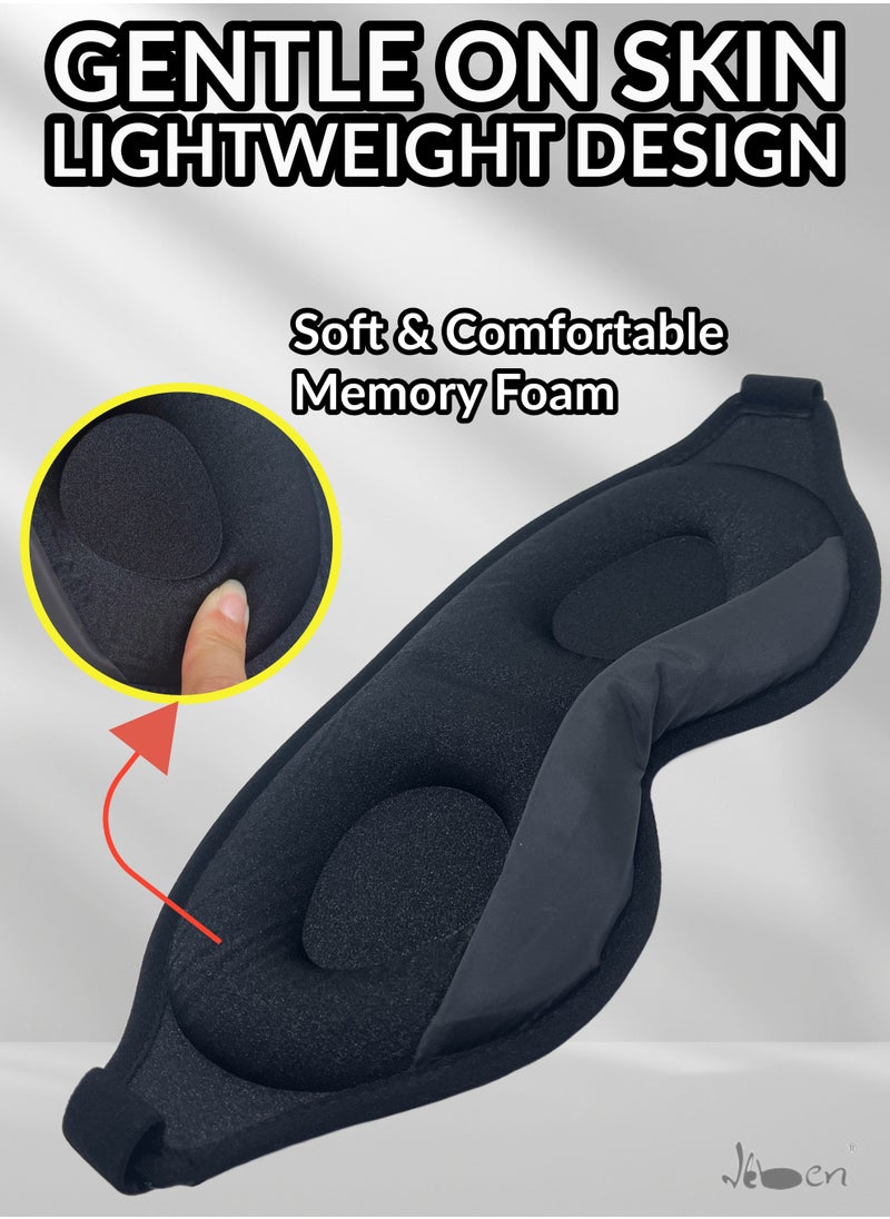 IKBEN - IKBEN Ultra-Comfortable 3D Contoured Travel Sleep Mask – Breathable, adjustable, perfect for home, office, and travel. Ultra-soft cotton for deep darkness and ultimate comfort, 100% Blackout Sleep Mask Blocks Light for Deeper Sleep - Image 1