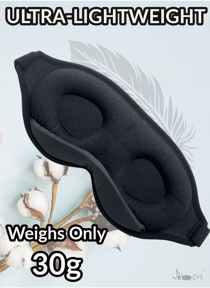 IKBEN - IKBEN Ultra-Comfortable 3D Contoured Travel Sleep Mask – Breathable, adjustable, perfect for home, office, and travel. Ultra-soft cotton for deep darkness and ultimate comfort, 100% Blackout Sleep Mask Blocks Light for Deeper Sleep - Image 1