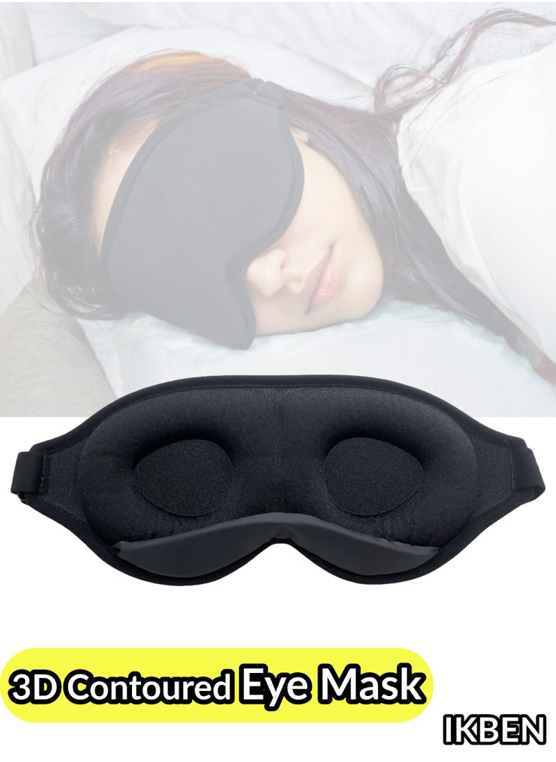 IKBEN - IKBEN Ultra-Comfortable 3D Contoured Travel Sleep Mask – Breathable, adjustable, perfect for home, office, and travel. Ultra-soft cotton for deep darkness and ultimate comfort, 100% Blackout Sleep Mask Blocks Light for Deeper Sleep - Image 1