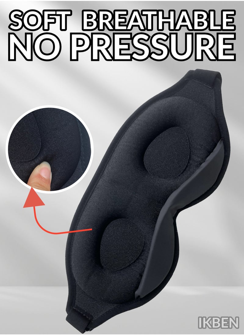 IKBEN IKBEN Ultra-Comfortable 3D Contoured Travel Sleep Mask – Breathable, adjustable, perfect for home, office, and travel. Ultra-soft cotton for deep darkness and ultimate comfort, 100% Blackout Sleep Mask Blocks Light for Deeper Sleep  - Image 4