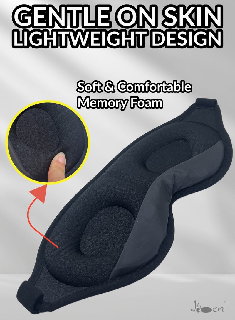IKBEN IKBEN Ultra-Comfortable 3D Contoured Travel Sleep Mask – Breathable, adjustable, perfect for home, office, and travel. Ultra-soft cotton for deep darkness and ultimate comfort, 100% Blackout Sleep Mask Blocks Light for Deeper Sleep  - Image 3