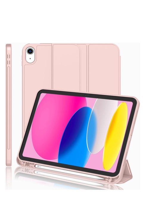 Case Compatible with iPad (A16) 11th Generation 2025/10.9 with Pencil Holder, Smart Trifold Cover with Soft TPU, Auto Wake/Sleep, Pink