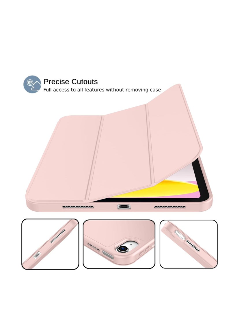 Case Compatible with iPad (A16) 11th Generation 2025/10.9 with Pencil Holder, Smart Trifold Cover with Soft TPU, Auto Wake/Sleep, Pink