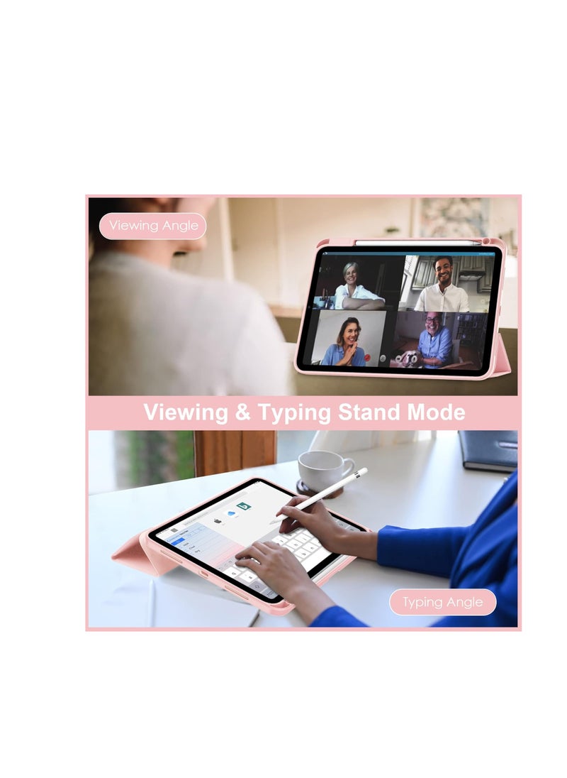 Case Compatible with iPad (A16) 11th Generation 2025/10.9 with Pencil Holder, Smart Trifold Cover with Soft TPU, Auto Wake/Sleep, Pink