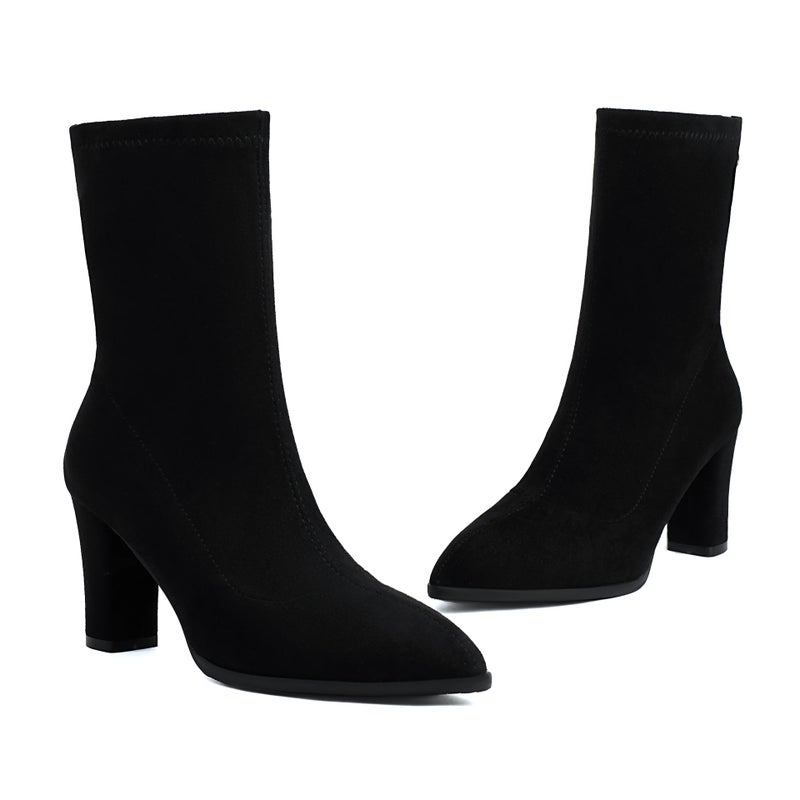Source Winter Fashion High-Heeled 40-48 Pointed Simple Suede Low-Barrel Boots For Women - Image 1