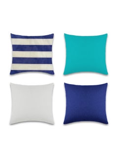 LuxHome Outdoor Cushion Covers Set of 4 – Water & Oil Repellent, Durable Decorative Pillow Covers for Patio, Garden, Balcony, and Outdoor Furniture Assorted Designs, 18x18 Inch (45x45 cm)  - Image 1