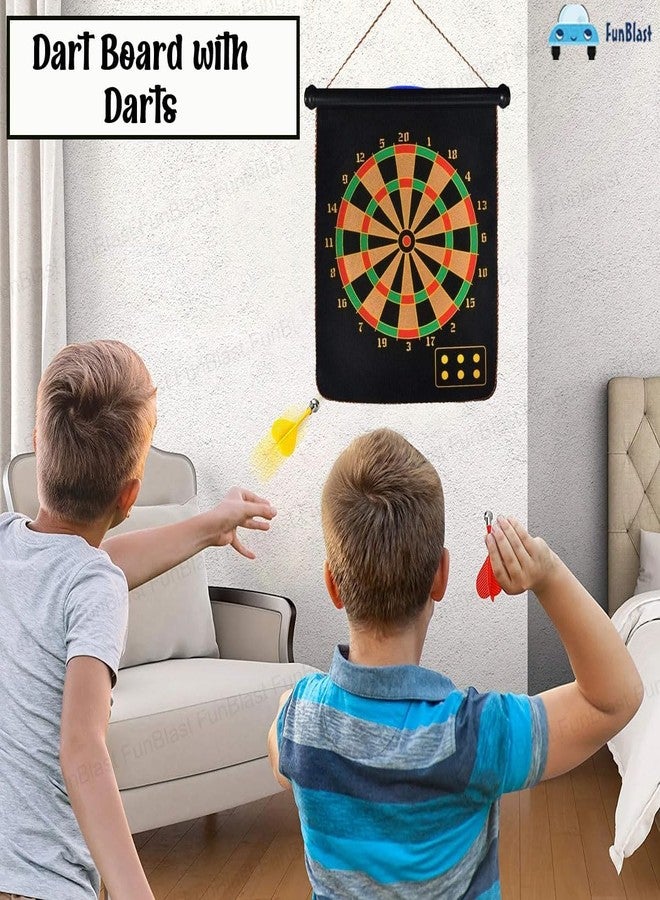 FITNACE Foldable Large 12Inch/15 Inch/17 Inch Double Sided Magnetic Dartboard Game for Kids Adults with 6 Non Pointed Darts-Black (12 INCH Magnetic Dart Board) - Image 2