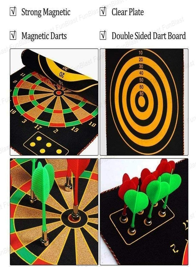 FITNACE Foldable Large 12Inch/15 Inch/17 Inch Double Sided Magnetic Dartboard Game for Kids Adults with 6 Non Pointed Darts-Black (12 INCH Magnetic Dart Board) - Image 3