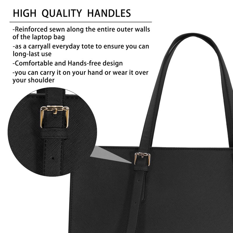 NUBILY Laptop Bag for Women Waterproof Lightweight Leather 15.6 Inch Computer Tote Bag Business Office Briefcase Large Capacity Handbag Shoulder Bag Professional Office Work Bag Black - Image 5