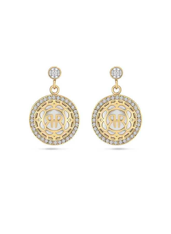 CERRUTI 1881 Arabesque Logo Gold Mother of Pearl Earrings for Women