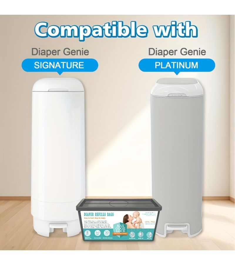 30 Count Refills For Diaper Pail Compatible With Easy Roll Signature And Platinum Diaper Pail Holds Up To 1400 Diapers Thickened Strong Deodorizing Air Isolation - Image 1