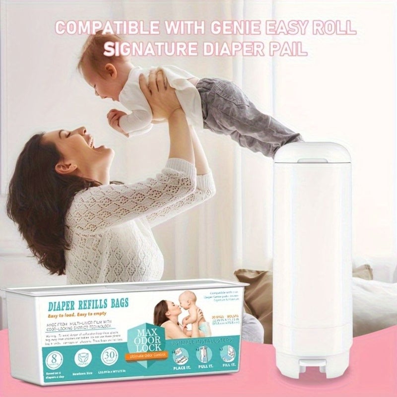 30 Count Refills For Diaper Pail Compatible With Easy Roll Signature And Platinum Diaper Pail Holds Up To 1400 Diapers Thickened Strong Deodorizing Air Isolation - Image 4