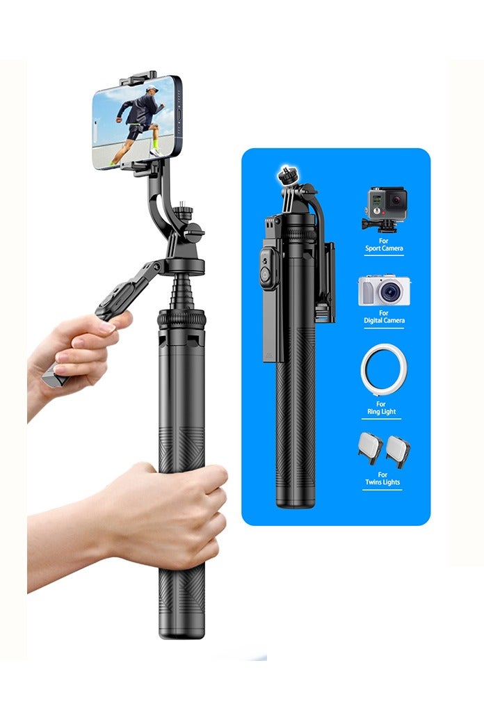 C18 70.86”extra long selfie sticks tripod,Balanced Shooting Quadripod stand with rechargeable Bluetooth remote control for mobile phones