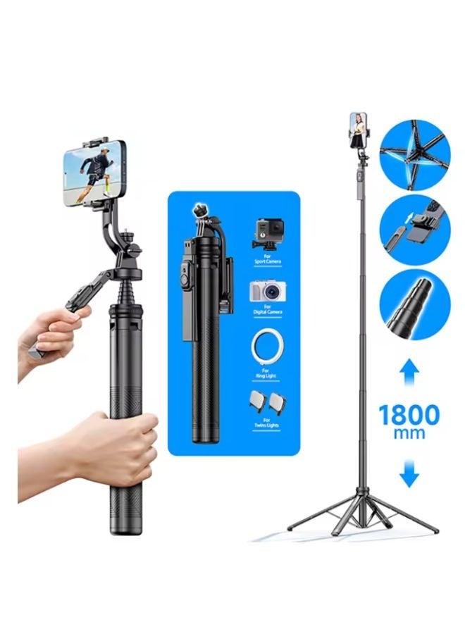 SMARTX C18 70.86”extra long selfie sticks tripod，Balanced Shooting Quadripod stand with rechargeable Bluetooth remote control for mobile phones - Image 2