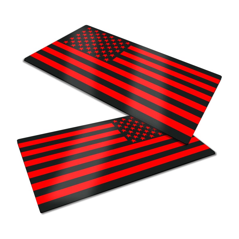 Hirificing 2PCS American Flag Decal Embossed 3D Metal Black and Red American Flag Emblem Bumper Decal Stickers 4mm Thickness Acrylic USA Car Military Patriotic Emblem for Car Truck SUVBlackRed - Image 3