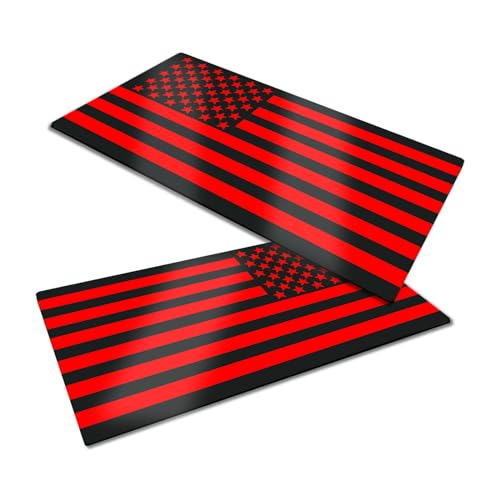 Hirificing 2PCS American Flag Decal Embossed 3D Metal Black and Red American Flag Emblem Bumper Decal Stickers 4mm Thickness Acrylic USA Car Military Patriotic Emblem for Car Truck SUVBlackRed - Image 1