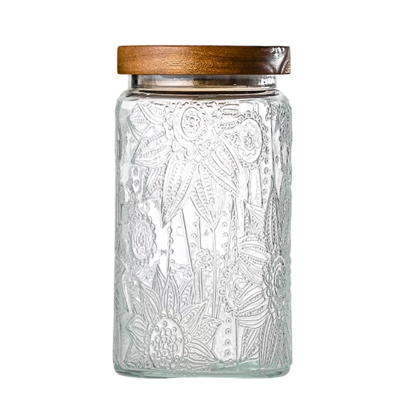 Adodeen 32oz Vintage Glass Jars With Lids, Airtight Food Storage Containers, Kitchen Canisters For Sugar, Coffee, Tea, Spice, Flour, Candy Cookie, Pasta, Cereal, Cute Decorative Jars - Image 1