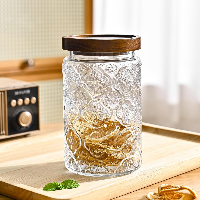 Adodeen 32oz Vintage Glass Jars With Lids, Airtight Food Storage Containers, Kitchen Canisters For Sugar, Coffee, Tea, Spice, Flour, Candy Cookie, Pasta, Cereal, Cute Decorative Jars - Image 5