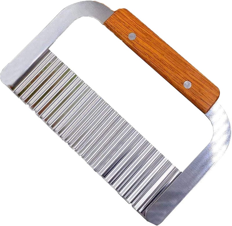 Baskety Wavy Crinkle Cutting Tool Serrator Salad Chopping Knife and Vegetable French Fry Slicer, Steel Blade - Image 1