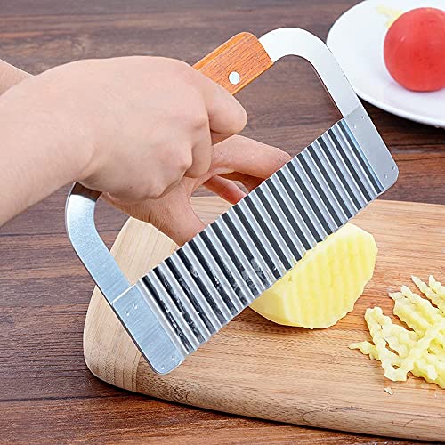 Baskety Wavy Crinkle Cutting Tool Serrator Salad Chopping Knife and Vegetable French Fry Slicer, Steel Blade - Image 3