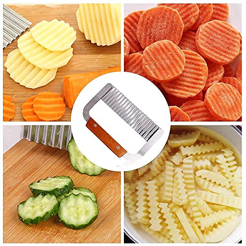 Baskety Wavy Crinkle Cutting Tool Serrator Salad Chopping Knife and Vegetable French Fry Slicer, Steel Blade - Image 4