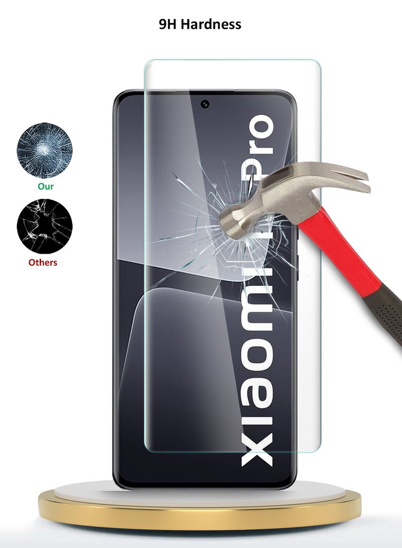 Wtech Xiaomi 13 Pro 5G 2022 Premium Curved Edges UV Full Glue Full Cover Tempered Glass Screen Protector (MSGUCN) - Clear - Image 3