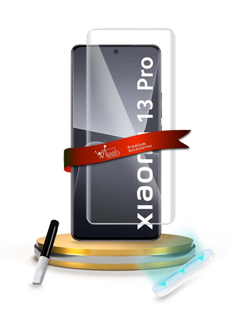 Wtech Xiaomi 13 Pro 5G 2022 Premium Curved Edges UV Full Glue Full Cover Tempered Glass Screen Protector (MSGUCN) - Clear - Image 1