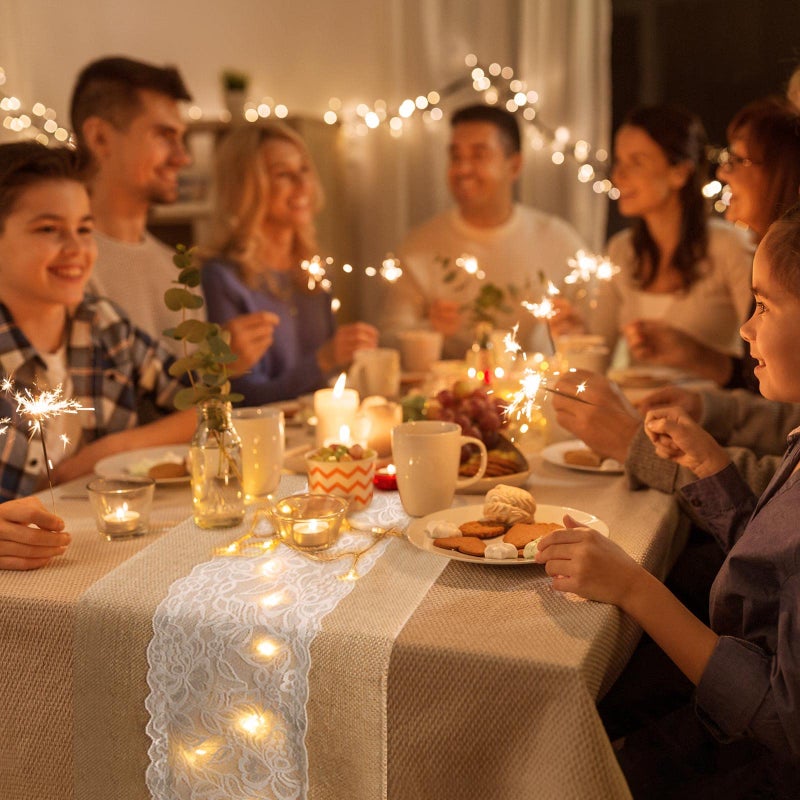Xinnun 6 Pack Burlap Table Runner with LED String Lights, Modern Rustic Lace Natural Vintage Boho Jute Wedding Table Decor for Farmhouse Thanksgiving Christmas(Classic Style,12x108 Inches) - Image 5