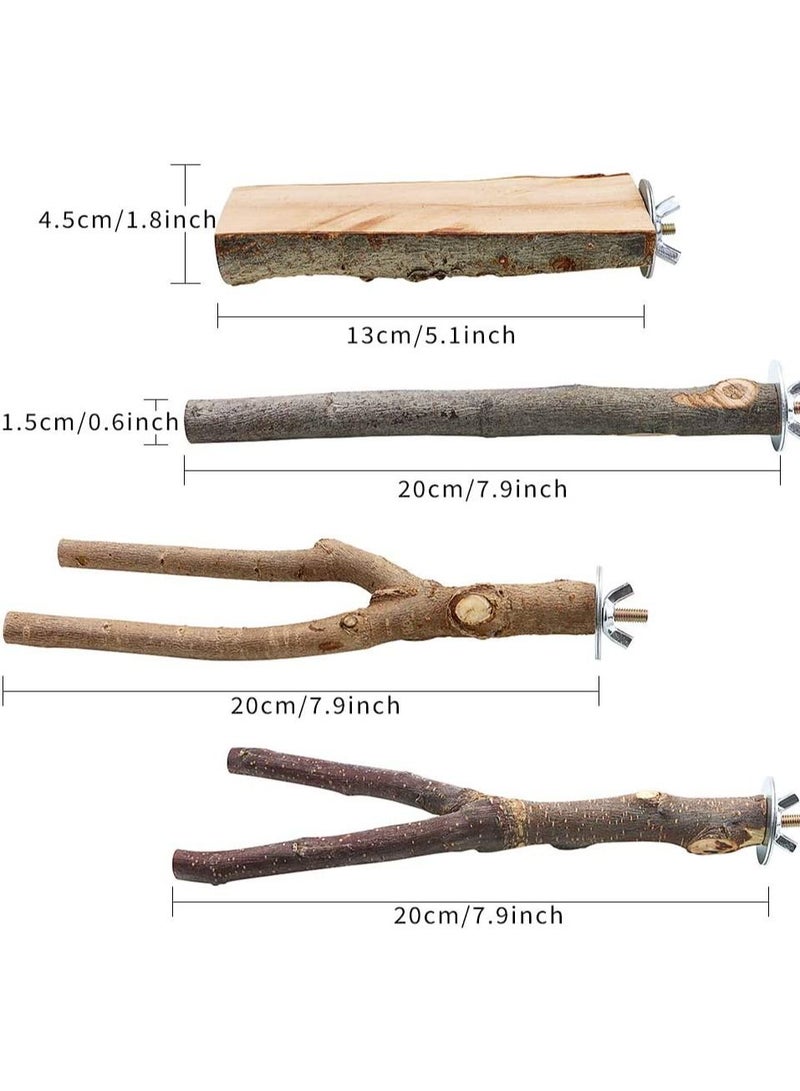 4 Pack Natural Wood Bird Perch Parrot Stand Branches Fork Toys - Image 2