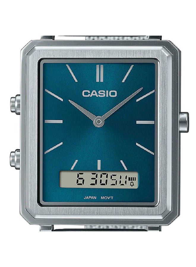 CASIO ساعة للرجال انالوج رقمية بمينا ازرق وبسوار شبكي من الستانلس ستيل MTP-B205M-3EDF - Image 3