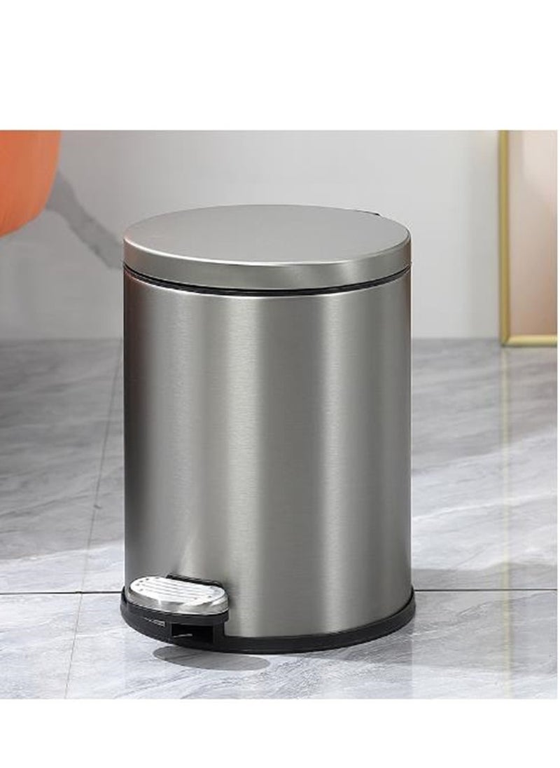 Golden Home - Bin, Classic Round Pedal Trash Can, Hands-Free Ideal For Kitchen, Bathroom, Bedroom, Office, Stainless Steel 8L  - Image 1