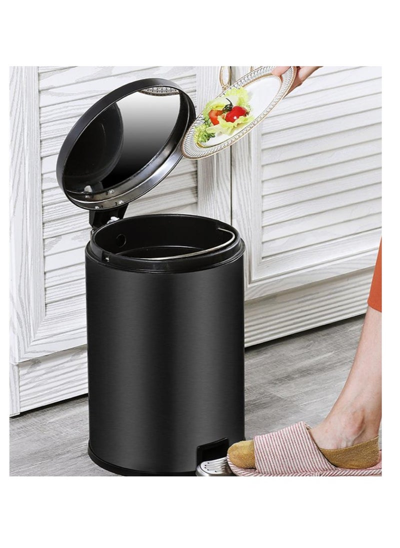 Golden Home - Bin, Classic Round Pedal Trash Can, Hands-Free Ideal For Kitchen, Bathroom, Bedroom, Office, Stainless Steel 8L  - Image 3