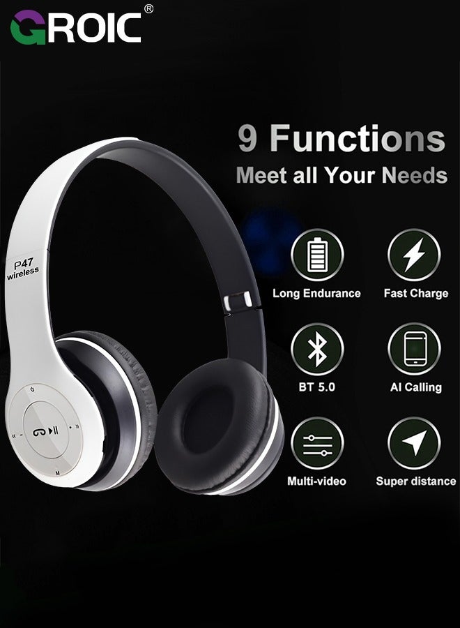 GROIC Wireless Noise Cancelling Headphones Soundproof Headphones Over Ear Headphones Noise Cancelling Bluetooth Enabled Lightweight Design High Performance Mic Built-in Microphone with Soft Earmuffs  - Image 4
