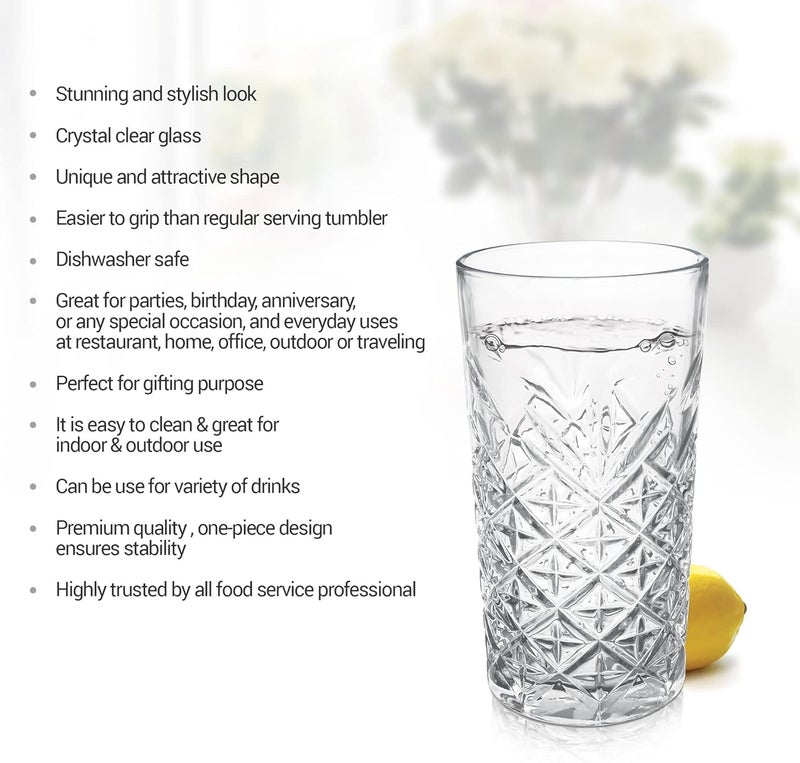 TREO by Milton Barley 285 Water Glass Tumbler, Set of 6, 290 ml Each, Transparent - Image 4