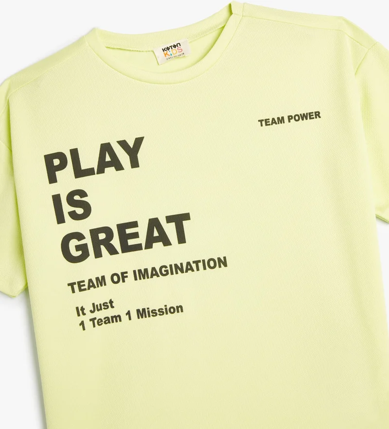 كوتون T-Shirt Slogan Printed Short Sleeve Crew Neck Cotton