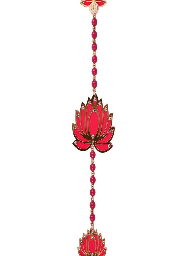 Aditri Creation Set of 2 Pink Lotus String Wall Hanging Decoration for Home Door Wall Temple for Indian Wedding Festival Decorations Home Door Wall Decor Festivities and New Year Gifting - Image 4