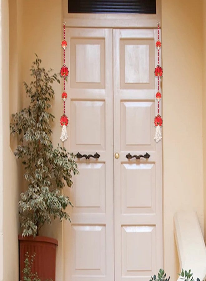 Aditri Creation Set of 2 Pink Lotus String Wall Hanging Decoration for Home Door Wall Temple for Indian Wedding Festival Decorations Home Door Wall Decor Festivities and New Year Gifting - Image 2