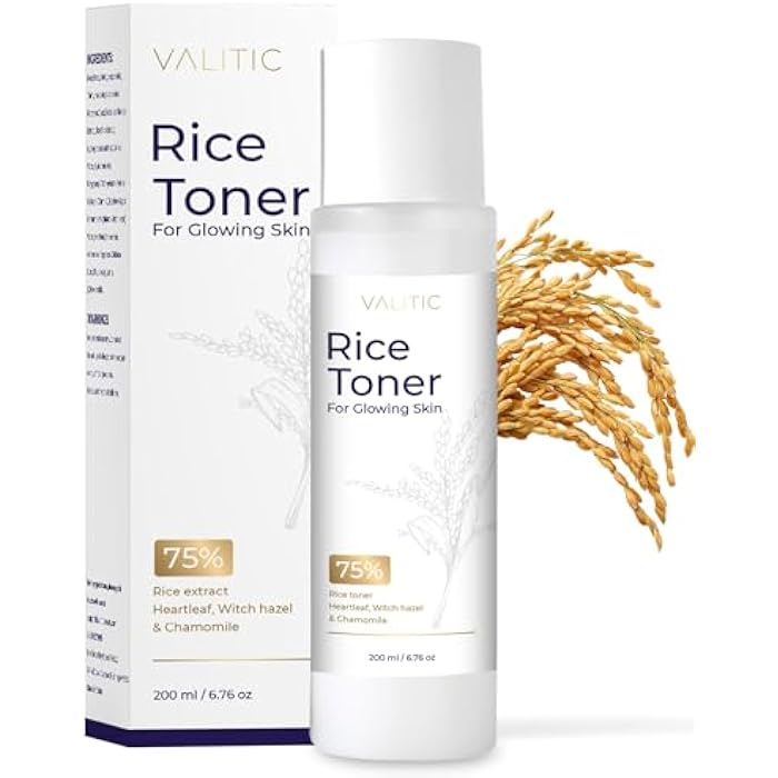 VALITIC Rice Toner - 75 Rice Extract Milky Toner for Face with Niacinamide, Heartleaf, Witch Hazel and Chamomile Essence - Facial Glass Skin Hydrating Skin Care - 200 ml, 6.76 fl oz - Image 1