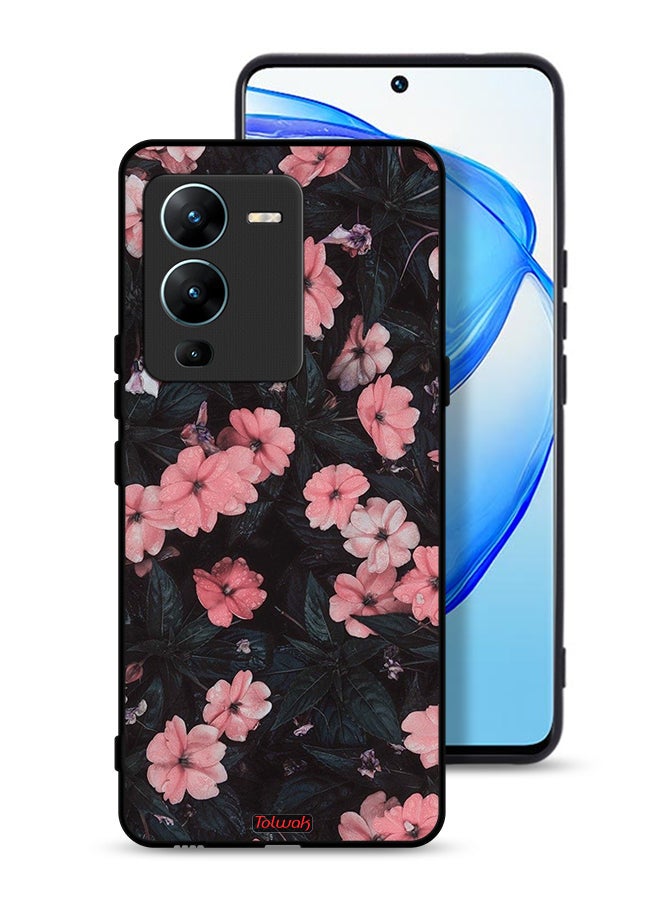 Tolwak Vivo V25 Pro 5G Protective Case Cover Peach Small Roses - Image 1
