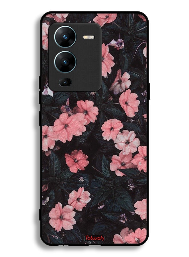 Tolwak Vivo V25 Pro 5G Protective Case Cover Peach Small Roses - Image 2