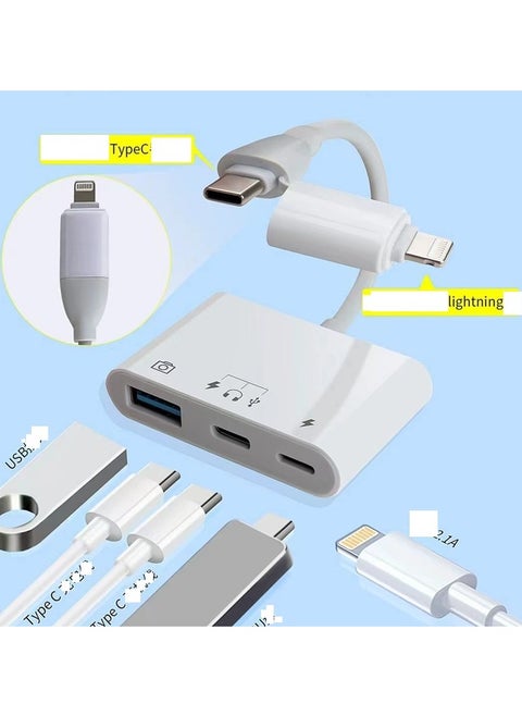 Multifunctional Card Reader Double Headed Lightn+Type-C 【 Read USB+Type-C+Charging 】