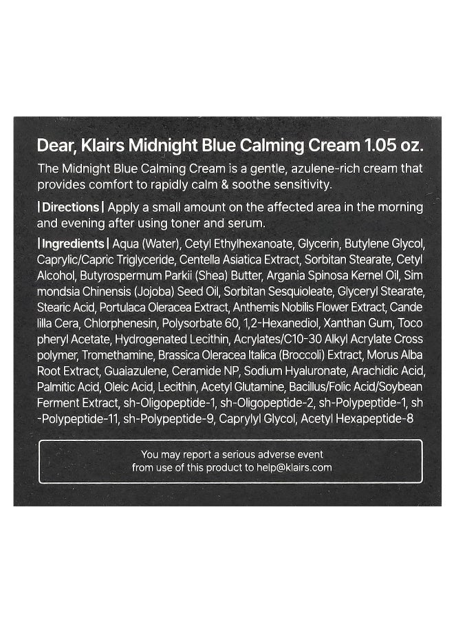 Dear,Klairs Dear, Klairs, Midnight Blue Calming Cream, 1.05 oz (30 ml)  - Image 3