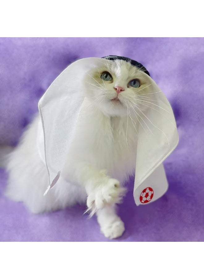 Pet headscarf，Cat and dog sun protection and windproof sand headgear，Handmade World Cup mascot headgear，Saudi style - Image 2