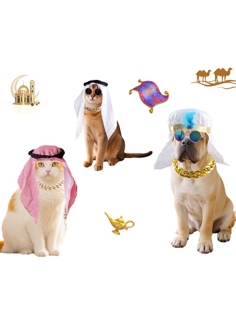 Pet headscarf，Cat and dog sun protection and windproof sand headgear，Handmade World Cup mascot headgear，Saudi style - Image 3