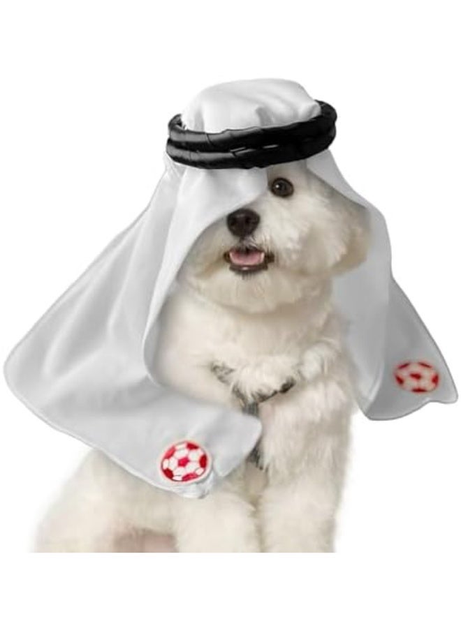 Pet headscarf，Cat and dog sun protection and windproof sand headgear，Handmade World Cup mascot headgear，Saudi style - Image 3