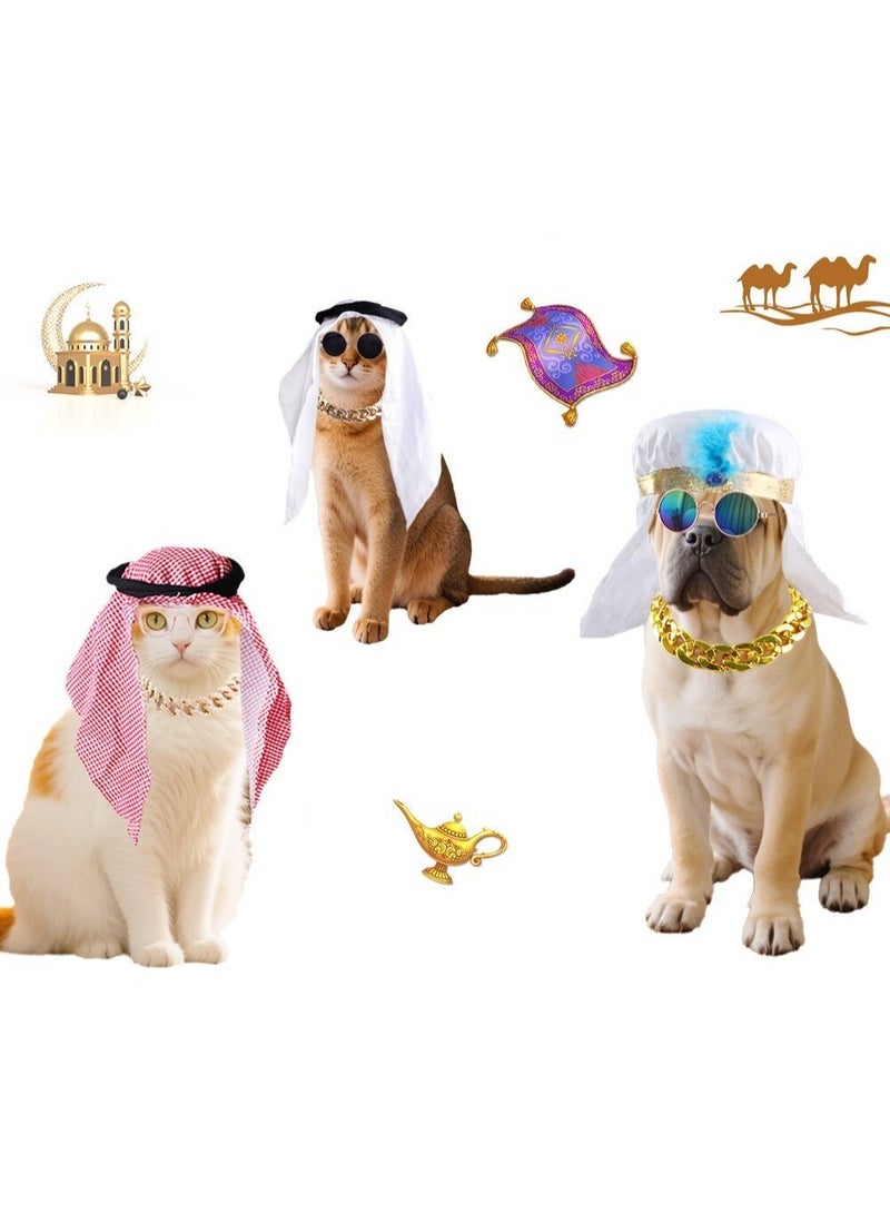 Pet headscarf，Cat and dog sun protection and windproof sand headgear，Handmade World Cup mascot headgear，Saudi style - Image 4