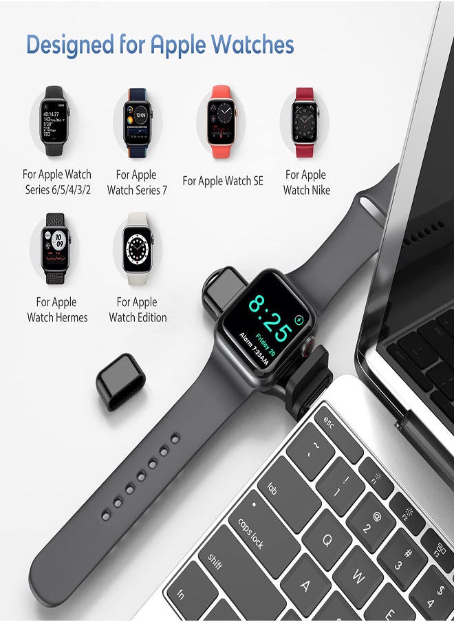SYOSI - Portable Apple Watch Charger, 2 in 1 Wireless Charger for iWatch with USB-A & USB-C Fast Charging Magnetic Cordless Travel Charger Keychain, for Apple Watch Series 8 7 SE 6 5 4 3 2 - Image 1