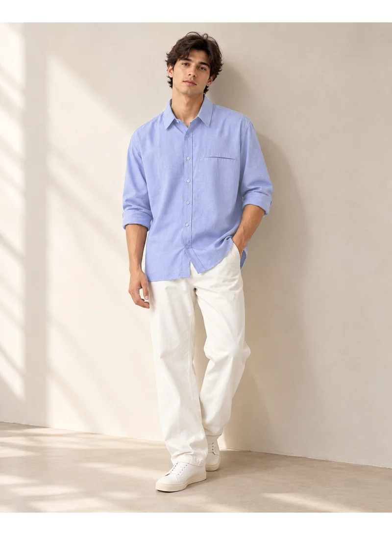 فكتور اند جين Men's Long Sleeve Textured Button-Up Shirt