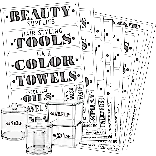 Talented Kitchen Farmhouse Bathroom Organization & Storage Label Stickers - 72 Preprinted Water-Resistant PVC Labels - Tidy Bath Jars & Drawers for Kitchen & Laundry Room Organization - Image 1