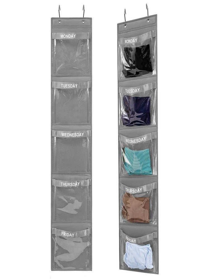 TEMUORG 2 Pcs Day of Week Clothing Organizer Monday to Friday School Clothes Organizer for Kids Weekly Hanging Closet Organizer (GREY) - Image 1